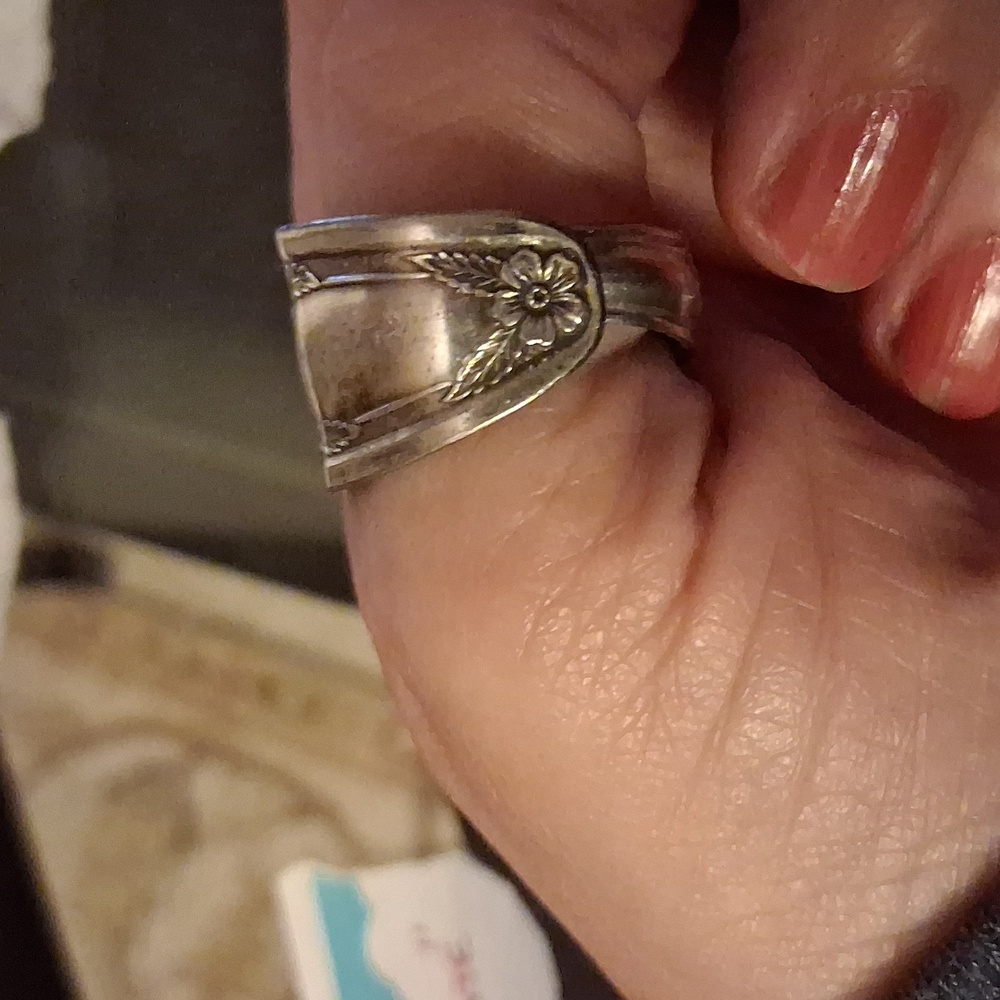 STAR SILVER PLATE SPOON RING - Picture 4 of 4